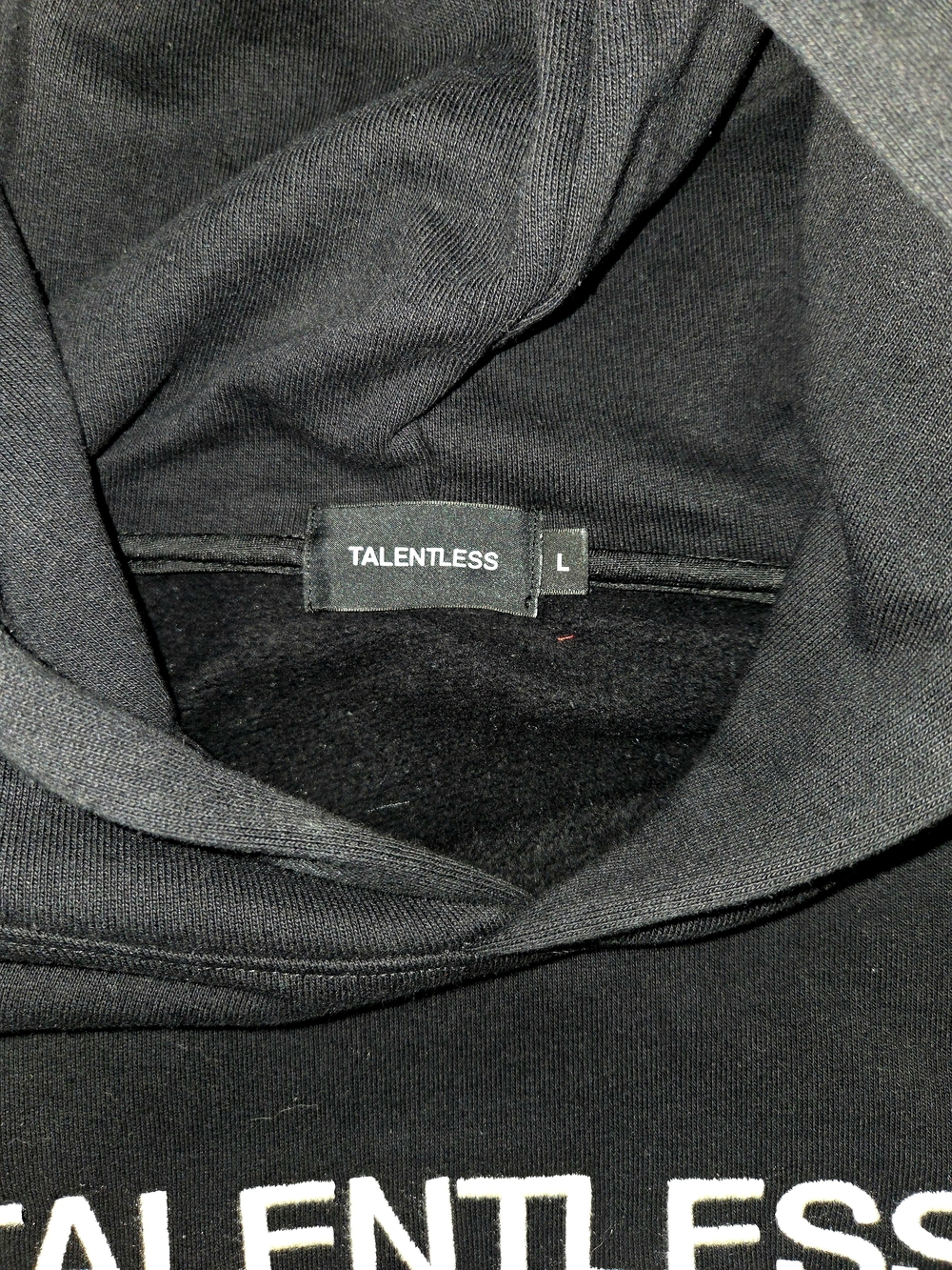 TALENTLESS Unisex Black Hoodie with White Logo - Picture 4 of 5